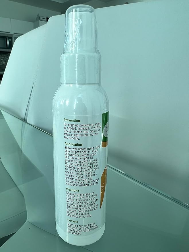 Houdi's Foodies Herbal Flea & Tick Pet Spray by North American Herb & Spice - Lemongrass Scent - 4 fl oz - Kills & Repels Fleas, Ticks + Mosquitoes - DEET-Free, Plant-Based Formula