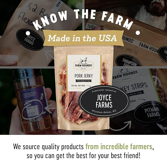 Farm Hounds Premium Pork Jerky for Dogs, 100% Made from Humanely-Raised Pork, Dog Jerky Treats, Healthy Delicious Dog Trainer Dehydrated Pork Jerky Tenders, Made in USA