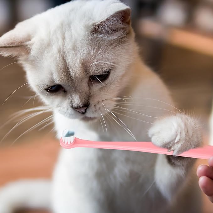 5pcs Dog Cat Toothbrush for Pet Dental Care, Micro Head Pets Toothbrush with Soft Bristles for Dog Oral Hygiene Deep Clean, Multi-Angle Round Pointed Cat Toothbrush