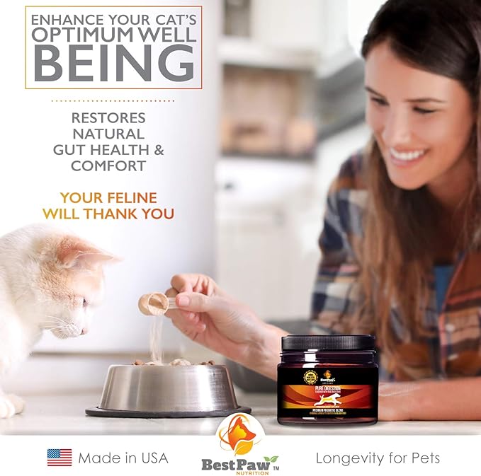 Probiotics for Dogs & Cats with Prebiotics & Digestive Enzymes Best for Gas Diarrhea UTI & Yeast Infection Relief Grain Free Powder Supplement Organic Coconut Oil Pumpkin & Turmeric Made in The USA