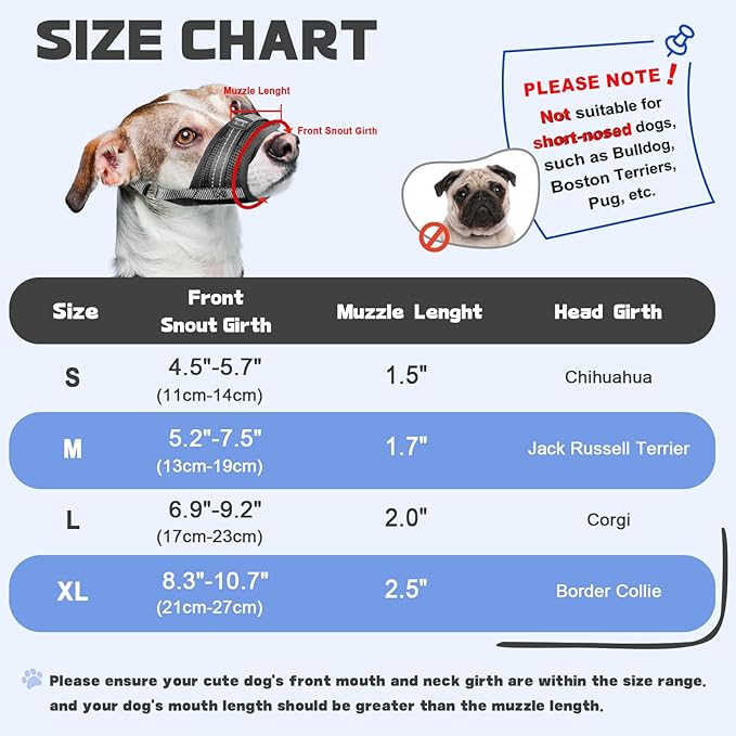Dog Muzzle Soft Air Mesh Muzzle for Medium Dogs, Adjustable Pet Muzzle for Small and Large Dogs to Drink Normally, Breathable Reflective Muzzle for Dogs to Prevent Biting(Black,S-4)