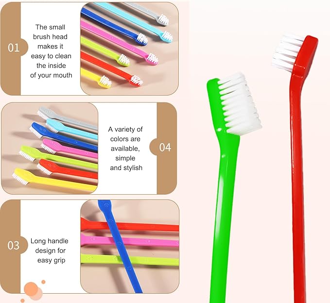 Dual Headed Dog Tooth Brush of 12pcs,Dog Toothbrush Finger,Toothbrush for Dogs Dental Care,Pet Toothbrush for Small to Large Dogs, Cats, and Most Pets, Teeth Brush in Bulk