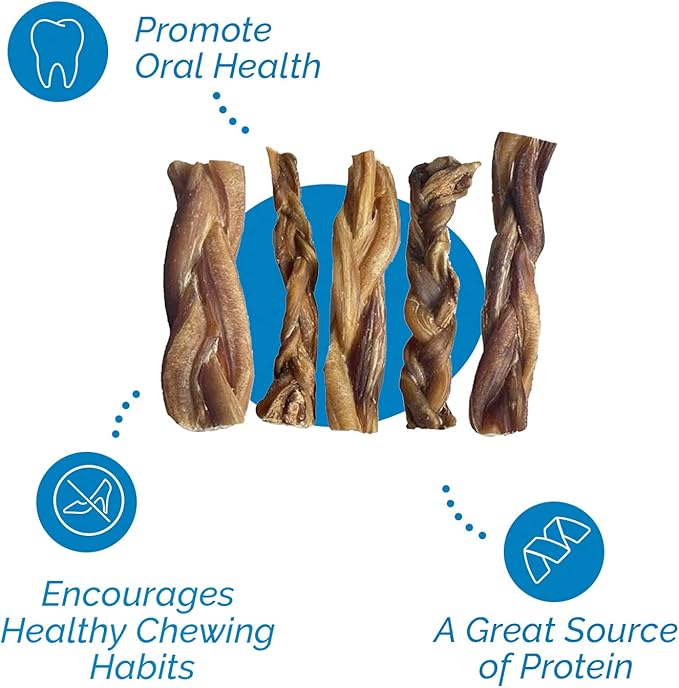 Braided Bully Sticks 5-6 inches Chews for Dogs | All Natural (8 Ounce Bag)