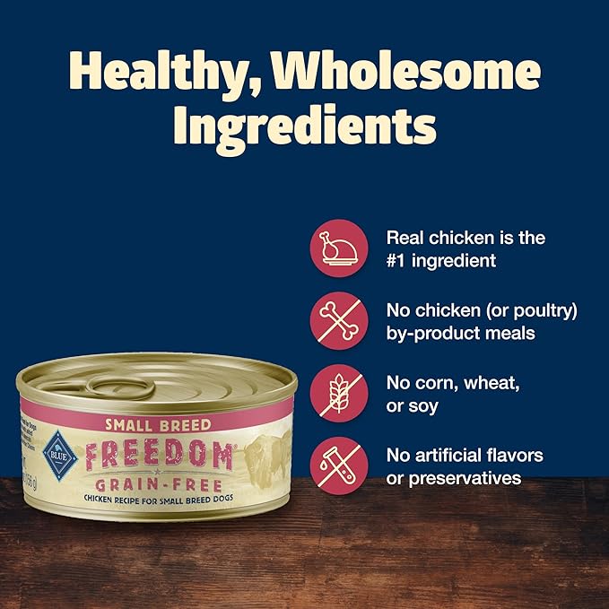 Blue Buffalo Freedom Grain-Free Small Breed Wet Dog Food, Supports High Energy Needs, Made in the USA With Natural Ingredients, Chicken, 5.5-oz Cans ( 24 Count)