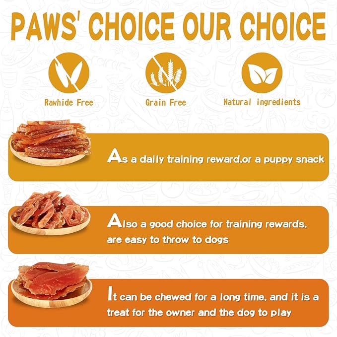 Chicken Jerky Dog Treats, Natural Dog Chicken Jerky Treats w/Taurine, Dog Training Treats, 12.5oz