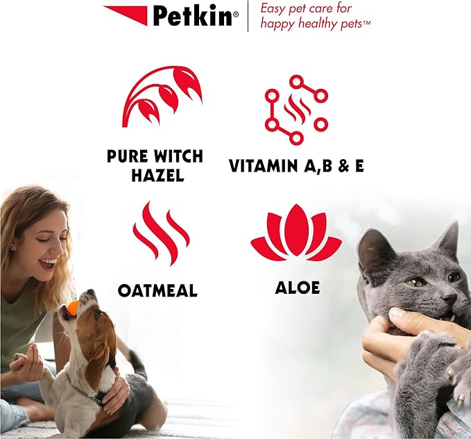 Petkin Anti Itch Wipes for Dogs and Cats - Soothes Hot Spots, Skin Irritations and Scratching - Bitter Taste Stops Licking and Chewing - Super Convenient, Ideal for Home or Travel - 30 Wipes
