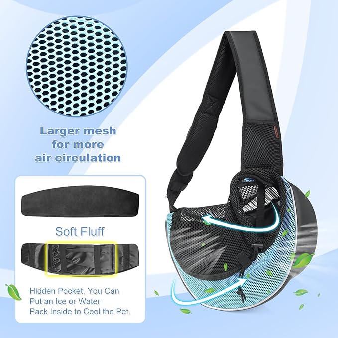 YUDODO Pet Dog Sling Carrier Breathable Mesh Travel Safe Sling Bag Carrier for Dogs Cats