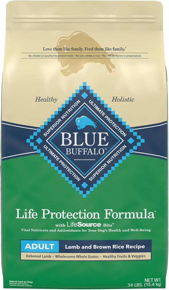 Blue Buffalo Life Protection Formula Natural Adult Dry Dog Food, Lamb and Brown Rice 34-lb