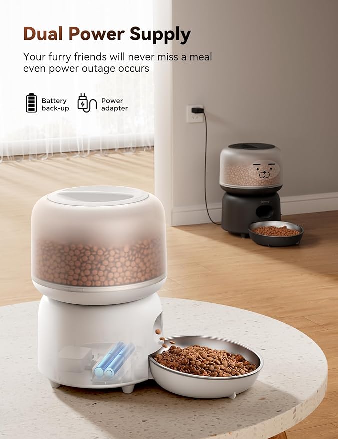 Automatic Pet Feeder, FEELNEEDY 3L WiFi Food Dispenser for Cats and Dogs with 304 Stainless Steel Feeding Bowl, Up to 36 Portions 10 Meals Per Day, App Control/2.4G WiFi Spport