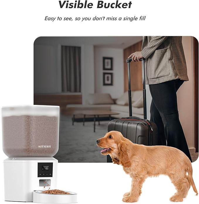 Automatic Dog Feeder - 8L/34 Cups Large Capacity Automatic Cat Food Dispenser with Display LCD Screen,Large Food Tray,Battery Operated,Timed Cat Feeder,Up to 50 Portions 6 Meals Per Day,Keeps Fresh