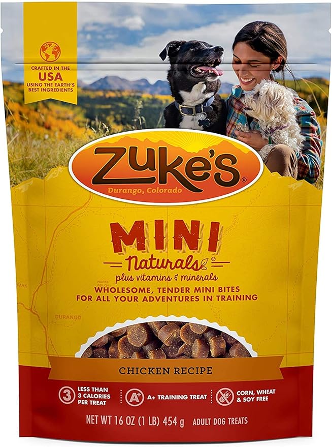 (2 Pack) Zuke Mini Naturals Dog Treats Chicken Flavor 16 oz (1 Lb) with 10ct Pet Wipes