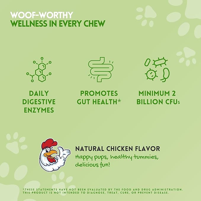 Herbion Pets Digestive Support Chews with Probiotics and Enzymes, 120 Soft Chews - with Daily Digestive Enzymes - for Improved Gut Health - Minimum 2 Billion CFUs - Made in USA - for Dogs 12 Weeks+