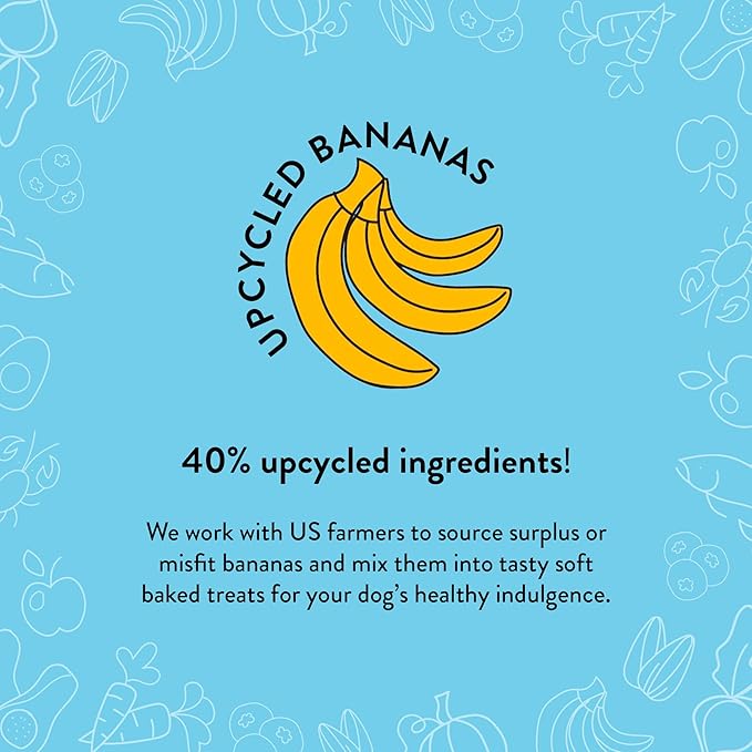 Shameless Pets Soft-Baked Dog Treats, Bananas for Bacon - Natural & Healthy Dog Chews for Skin & Coat Support with Omega 3 & 6 - Dog Biscuits Baked & Made in USA, Free from Grain, Corn & Soy - 1-Pack