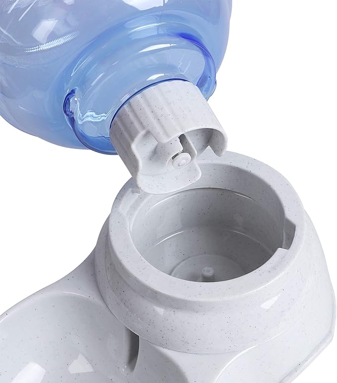 Pet Water Dispenser Station - 1 Gal Replenish Pet Waterer for Dog Cat Animal Automatic Gravity Water Drinking Fountain Bottle Bowl Dish Stand
