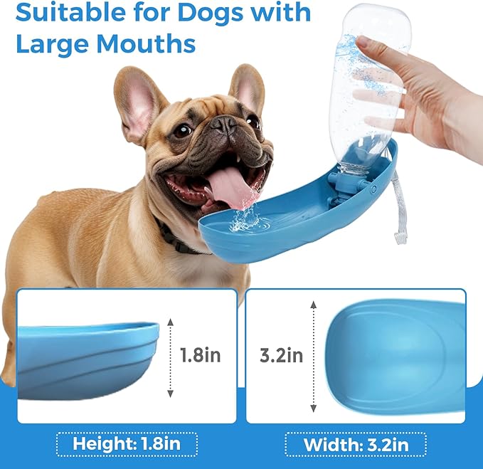 2Pack Dog Water Bottle, 19oz Collapsible Dog Travel Water Bottle, Portable Dog Water Dispenser with Foldable Drinking Cup Bowl for Walking, Lightweight, Leak-Proof, BPA Free, Blue & Orange