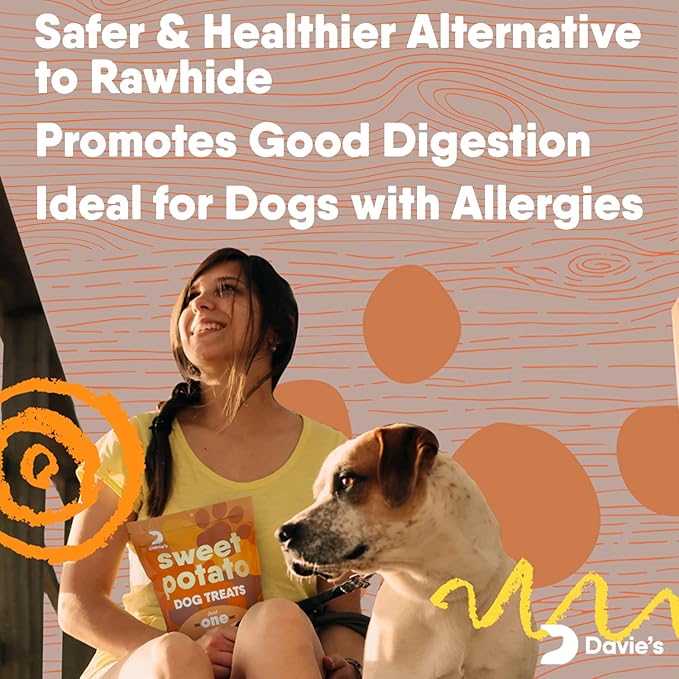 Davie's Sweet Potato Dog Training Treats - Bite Size Dog Treats for Small or Large Dogs, Vegan Dog Training Treats, Made in The USA, Grain Free, Alternative to Rawhide Chews