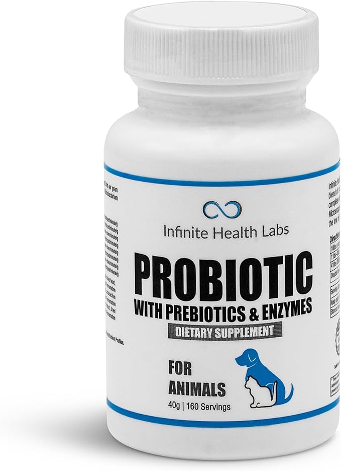 Probiotics for Dogs and Cats - Vet Formulated Pet Prebiotic & Enzyme Powder for Digestive, Gut & Immune Health - 160 Servings