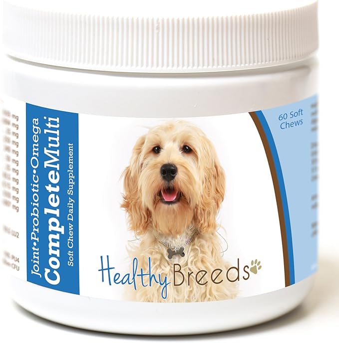 Healthy Breeds Cockapoo All in One Multivitamin - Complete with Probiotics, Glucosamine, Chondroitin & Omegas - 60 Soft Chewy Treats