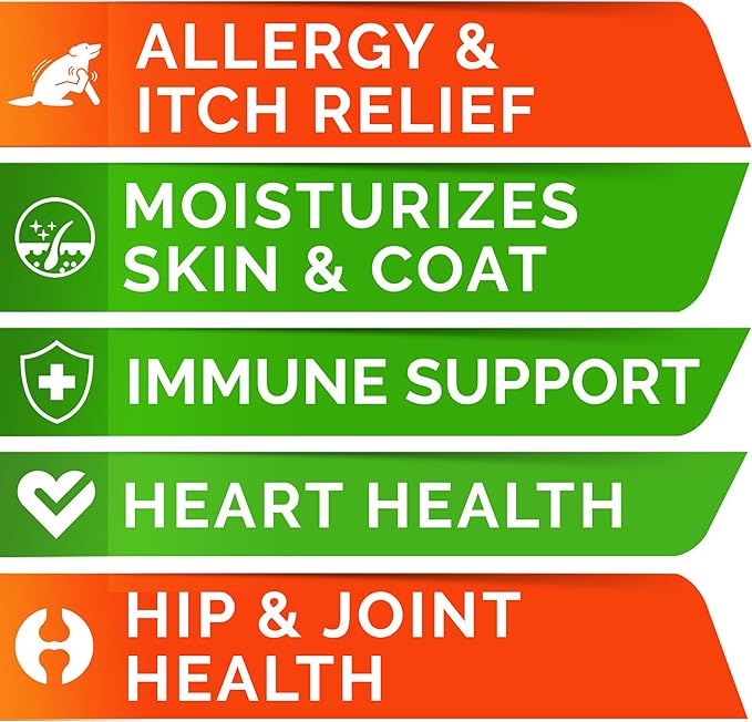 StrellaLab Omega 3 for Dogs - (360Ct) Fish Oil Treats - Allergy & Itch Relief Skin&Coat Supplement - Dry Itchy Skin, Shedding, Hot Spots Treatment, Anti Itch - Pet Salmon Oil Chews - Salmon Flavor