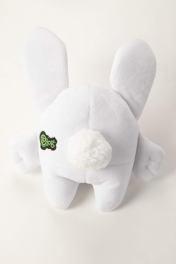 goDog Big Nose Bunny Squeaky Plush Dog Toy, Chew Guard Technology - White, Large