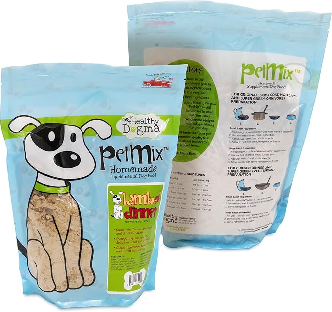 Healthy Dogma - PetMix Dehydrated Dog Food for Allergies - Grain Free, Freeze Dried, Raw, Homemade Dog Food (Lamb Dinner, 2 lbs)