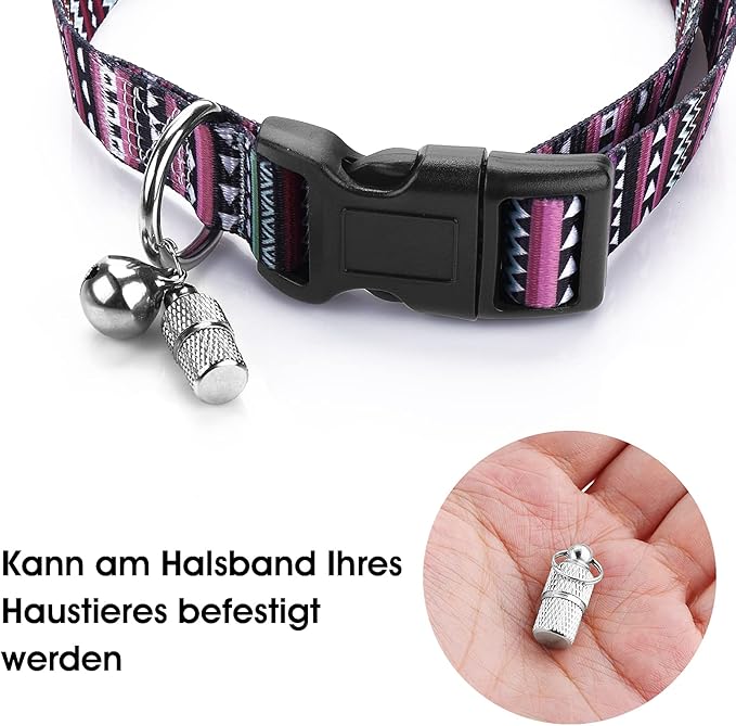 Anti-Lost Cat Dog ID Tags, 6 Pieces Pet Barrel Tube Collars Address Name Label Prevent Pet Lost