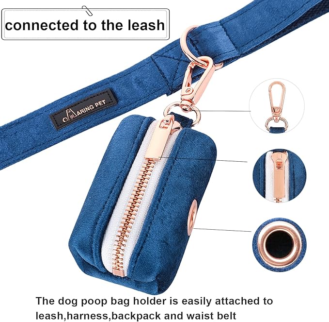 ARING PET Dog Waste Bag Dispenser, Velvet Doggy Poop Bags Holders Attach to Any Leashes, Cute Portable Washable Pet Waste Pouch Dispenser with Metal Zipper