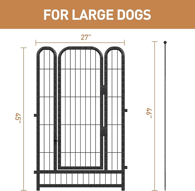 Metal Dog Playpen, 45" Inch Height 24 Panels, Ideal Dog Fence for Large/Medium/Small Dogs Indoor & Outdoor Bliss, Perfect Dog Pen for Camping, Yard and RV | Black-Silver