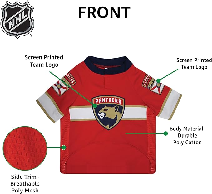 Pets First NHL Florida Panthers Jersey for Dogs & Cats, Medium. - Let Your Pet Be A Real NHL Fan!
