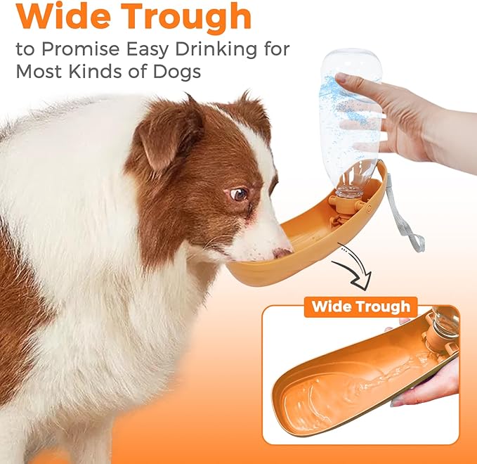 2Pack Dog Water Bottle, 19oz Collapsible Dog Travel Water Bottle, Portable Dog Water Dispenser with Foldable Drinking Cup Bowl for Walking, Hiking, Lightweight, Leak-Proof, BPA Free, Orange