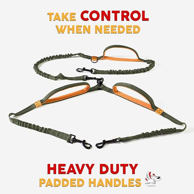 Exquisite Double Running Waist Leash for Large Dogs | Retractable Dog Leash 2 Dogs | Hands Free Leash for for Large Dogs | Two Dog Leash for Large Dogs | Leash for Big Dogs | HandsFree Dog Leash