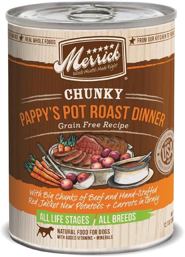 Merrick Chunky Canned Dog Food Variety Pack - 3 Flavors (12 Pack)