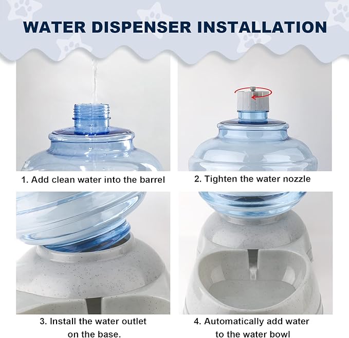 Water Dispenser Station for Large Dogs and Cats, 3 Gallon Gravity Automatic Feeder, Large Size Dog Drinking Fountain