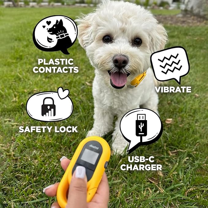 Dogtra CUE Easy Safe Stylish e-Collar with Vibration Waterproof Rechargeable Yellow ecollar for Small Medium Large Dogs Remote Training Collar (1st Generation)