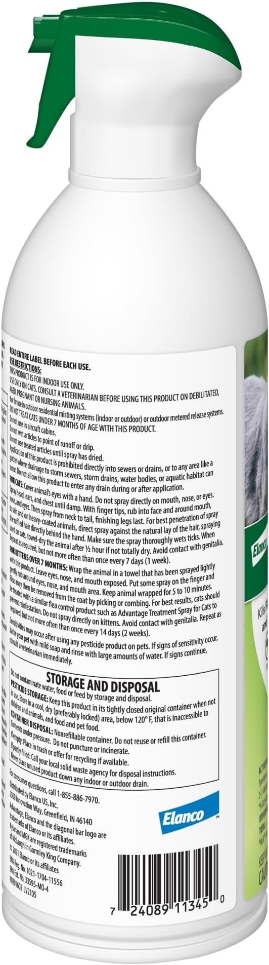 Advantage Cat Flea Treatment Spray | Kills Fleas & Ticks | Cat Flea Spray | 8 oz.