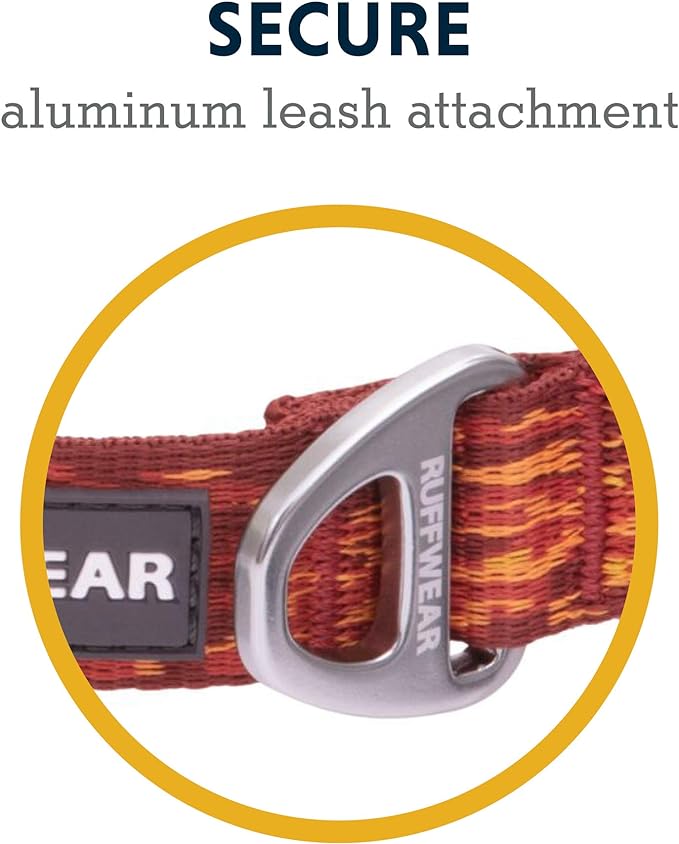 Ruffwear, Flat Out Dog Collar (Formerly Hoopie), Webbing Collar for Walking and Everyday Use, Ember Distortion, 14"-20"