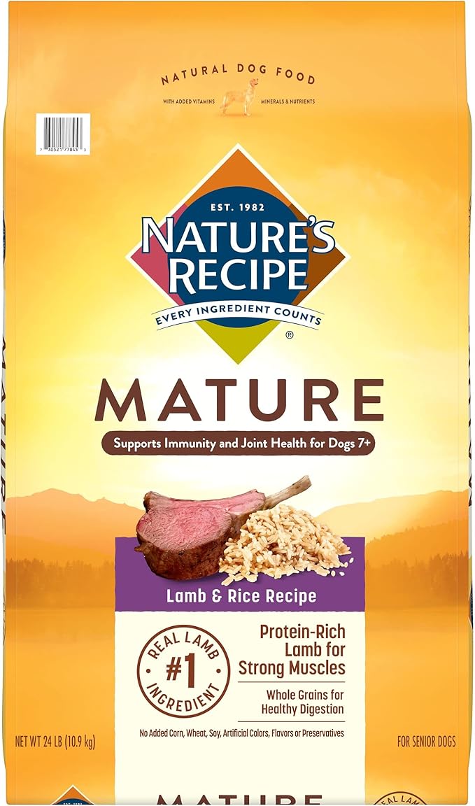 Nature's Recipe Mature Lamb & Rice 24 Pounds Dry Dog Food + Chicken Recipes Variety Pack 2.75 Ounce (Pack of 24) Wet Dog Food Bundle