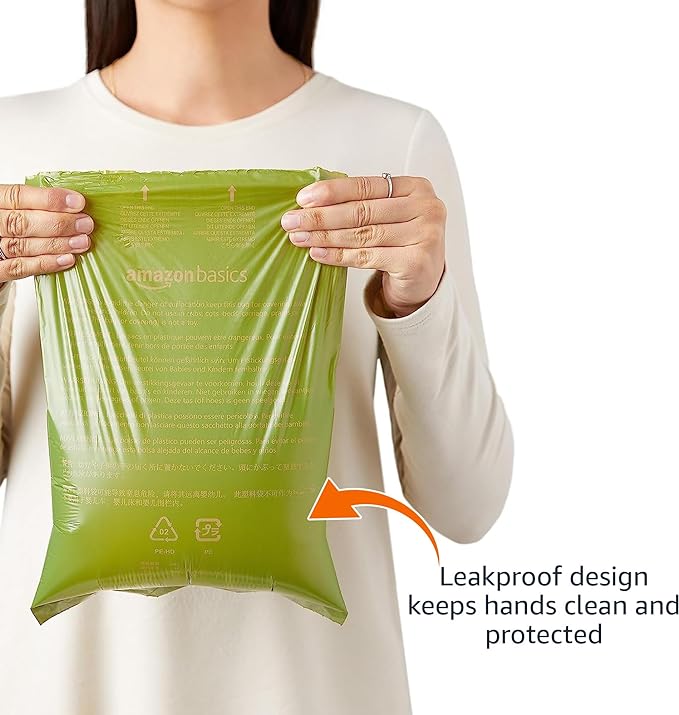 Amazon Basics Dog Poop Bags With Dispenser and Leash Clip, 13x9 inches, Cucumber Scented, 810 Bags, 54 Pack of 15