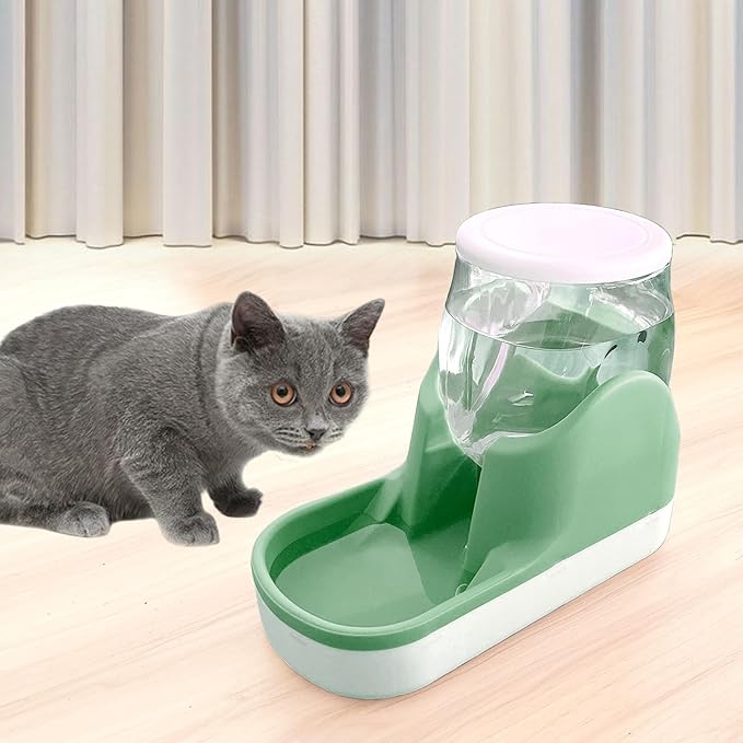 kathson Automatic Dog Water Dispenser 1 Gallon Gravity Cat Water Dispenser Dogs Water Station Bowl Large Capacity Feeder Waterer Pet Drinking Fountain Green