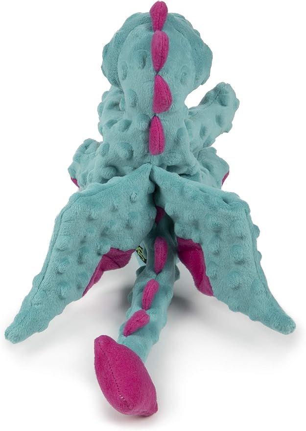 goDog Bubble Plush Dragons Squeaky Dog Toy, Chew Guard Technology - Turquoise, Large