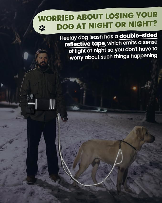 Hands Free Dog Leash with Updated Zipper Pouch, Waist Leash for Medium and Large Dogs Walking, Dual-Handle Reflective Waist Belt Dog Leash for Running Walking Jogging Hiking (25-120 lbs)