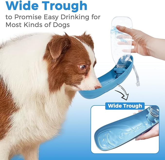2Pack Dog Water Bottle, 19oz Collapsible Dog Travel Water Bottle, Portable Dog Water Dispenser with Foldable Drinking Cup Bowl for Walking, Lightweight, Leak-Proof, BPA Free, Blue & Orange