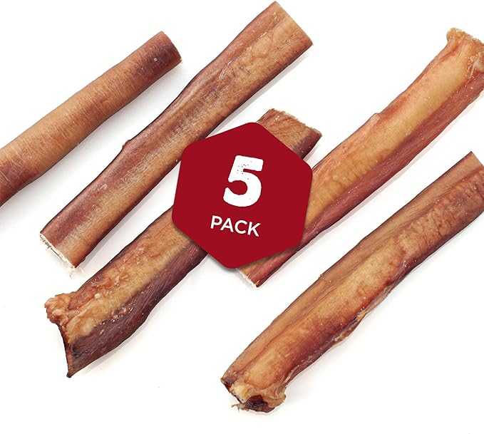 Best Bully Sticks All Natural 6 Inch Thick Bully Sticks for Large Dogs - 100% Free-Range Grass-Fed Beef - Single-Ingredient Grain & Rawhide Free Dog Chews - 5 Pack