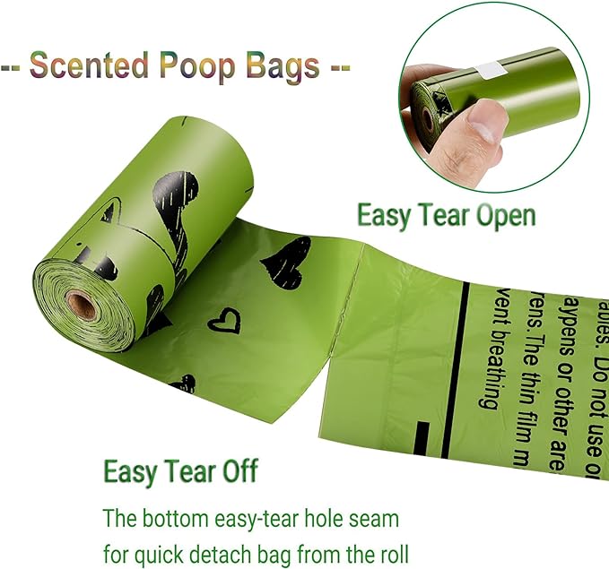 Dog Poop Bag, Biodegradable - 540 Count Dog Waste Bags with Dispenser, Extra Thick Strong Leak proof Doggy Poop Bags| Scented
