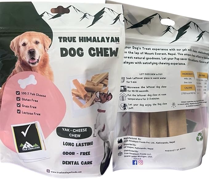 True Himalayan Yak Cheese Dog Chews Long Lasting Odor Free Dental Chews for Dogs, Natural Cheesy Dog Bones for Aggressive Chewers, Healthy Dog Treats (Large, 1, Count)