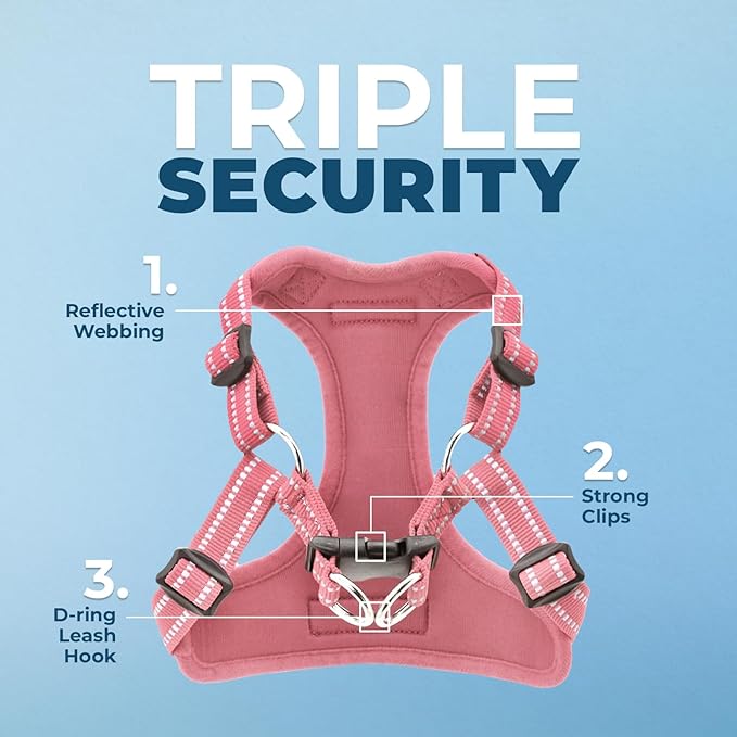 Best Pet Supplies Voyager Adjustable Dog Harness with Reflective Stripes for Walking, Jogging, Heavy-Duty Full Body No Pull Vest with Leash D-Ring, Breathable All-Weather - Harness (Pink), S