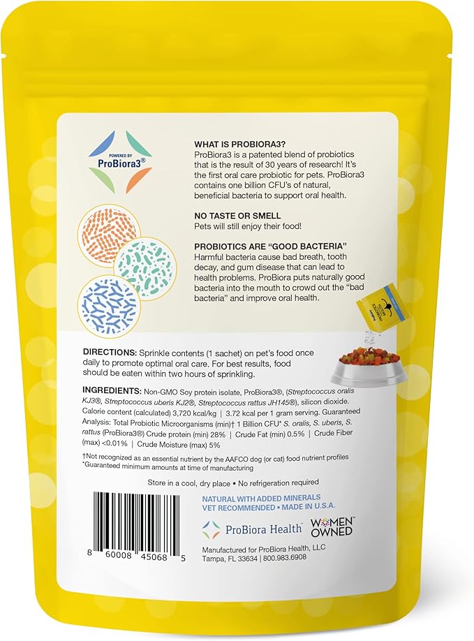 Probiora for Dogs | Dog Probiotic Supplement for Oral Care | Pet Probiotics to Reduce Bad Breath | Dog Nutritional Supplement for Dental Health | 30 Servings (Pouch)