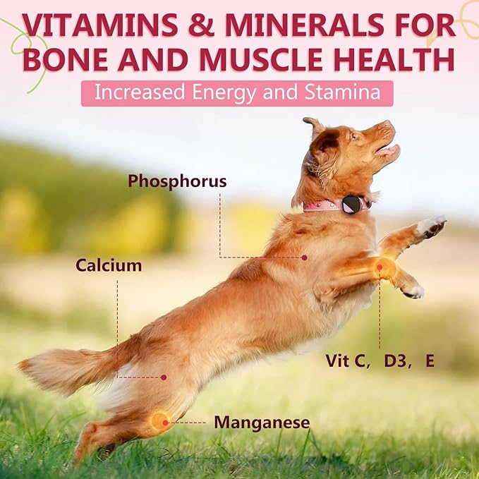 Glucosamine for Dogs, Joint Supplement for Dogs, Chondroitin, MSM, Hemp, Turmeric, Omega 3 for Pain Relief & Skin Health, Dog Hip and Joint Supplement with Calcium Support Bones Health - 120 Chews