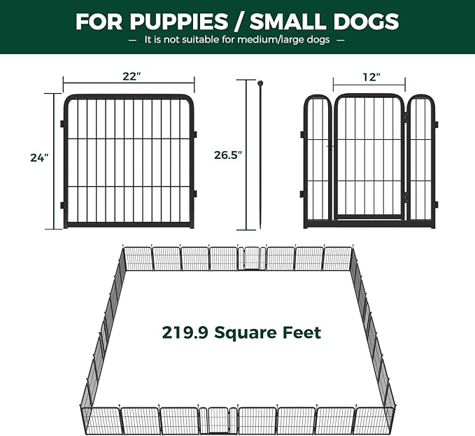 FXW Rollick Dog Playpen for Yard, RV CampingâPatented, 24 inch 32 Panels
