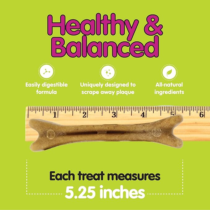 Belly Bones for Dogs, 4 Yogurt Flavor Large Dog Dental Treats (Made in USA) - 4 Count Dog Treats for Large Dogs - Plaque and Tartar Control for Fresh Breath, Digestive Health Support